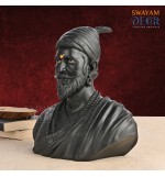 Royal Black Shivaji Statue with Intricate Detailing