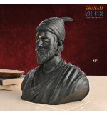 Royal Black Shivaji Statue with Intricate Detailing