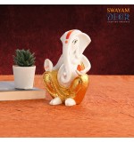 Premium Gold Ganesh - Imported Polyresin with White Finish