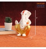 Premium Gold Ganesh - Imported Polyresin with White Finish