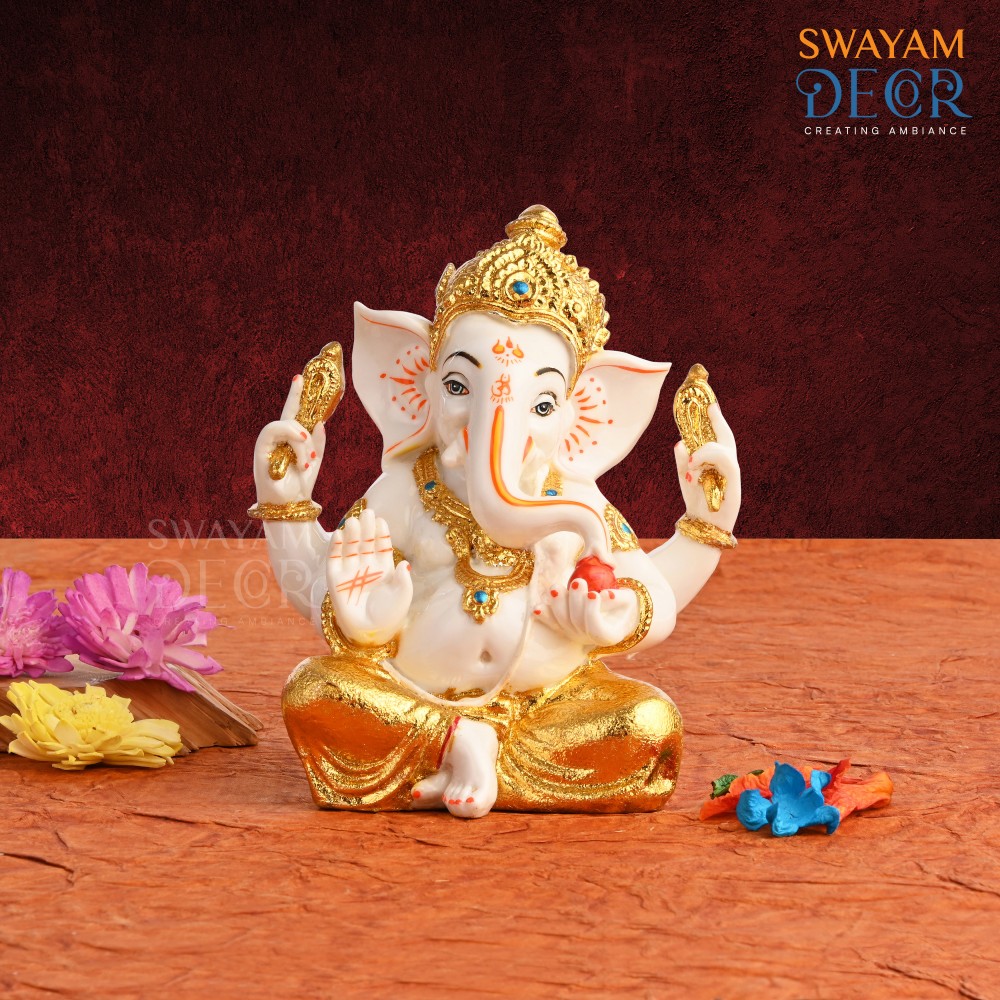 Divine Ganesh - Polyresin with Varak Gold and Gold Foil