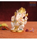 Premium Ganesh - White Finish with Varak Gold Coating