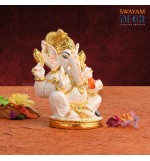 Premium Ganesh - White Finish with Varak Gold Coating