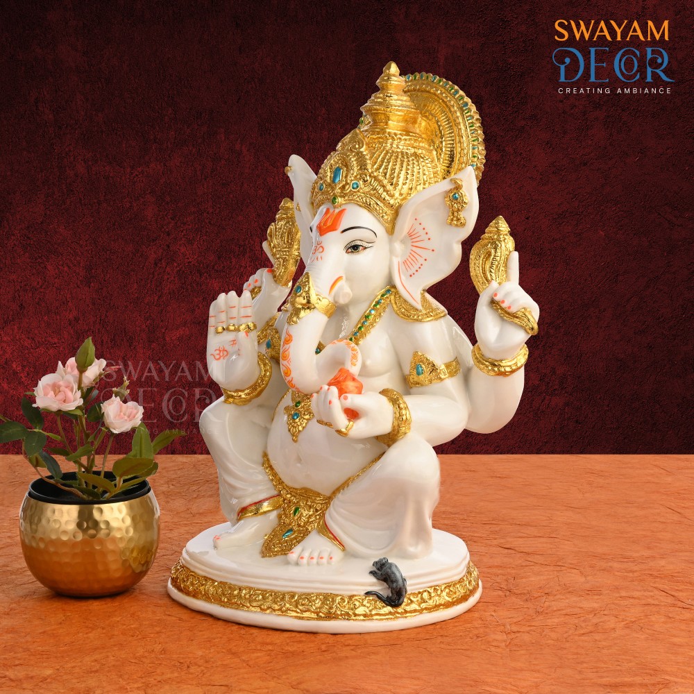 Varak Gold Ganesh Idol with Intricate Detailing - Buy Online