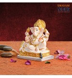 Divine Gold Ganesh - Imported Polyresin with White Finish