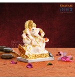 Divine Gold Ganesh - Imported Polyresin with White Finish