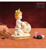 Divine Aura Bal Krishna Idol in Polyresin Material with Varak Gold Finish