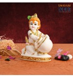 Divine Aura Bal Krishna Idol in Polyresin Material with Varak Gold Finish