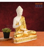 Golden Serenity Buddha Idol in White Finish 