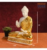 Golden Serenity Buddha Idol in White Finish 