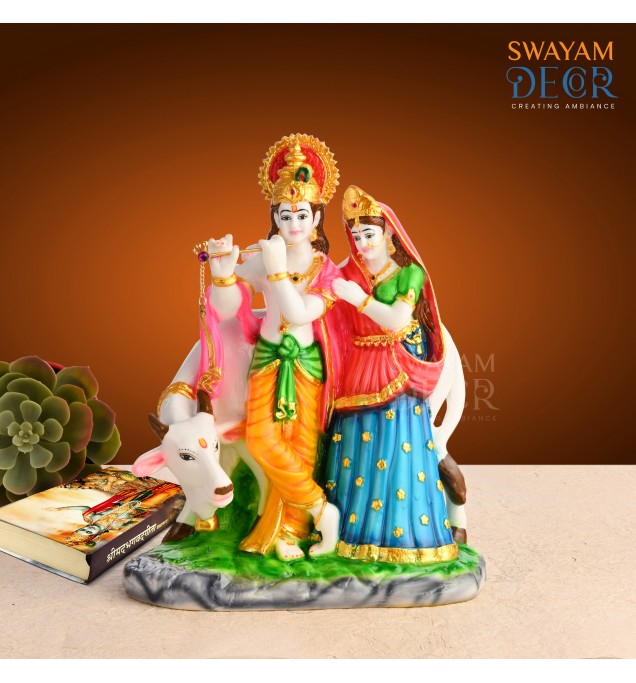 Divine Radha Krishna With Cow Statue