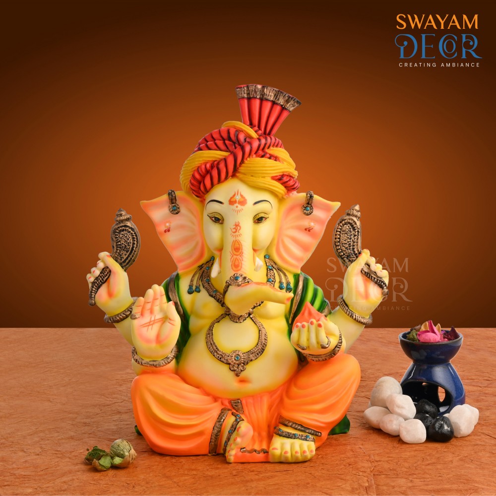 Antique Turbaned Ganesha Statue