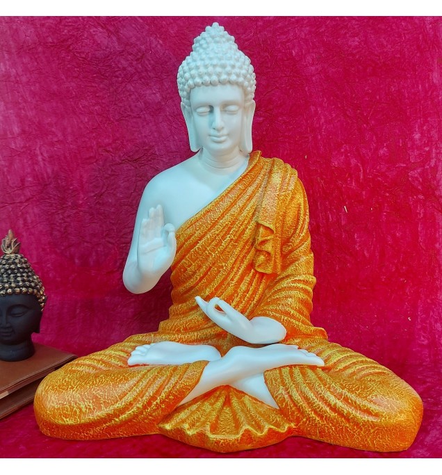 Orange Mudra Buddha Statue